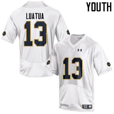 Notre Dame Fighting Irish Youth Tyler Luatua #13 White Under Armour Authentic Stitched College NCAA Football Jersey JCB3199FK